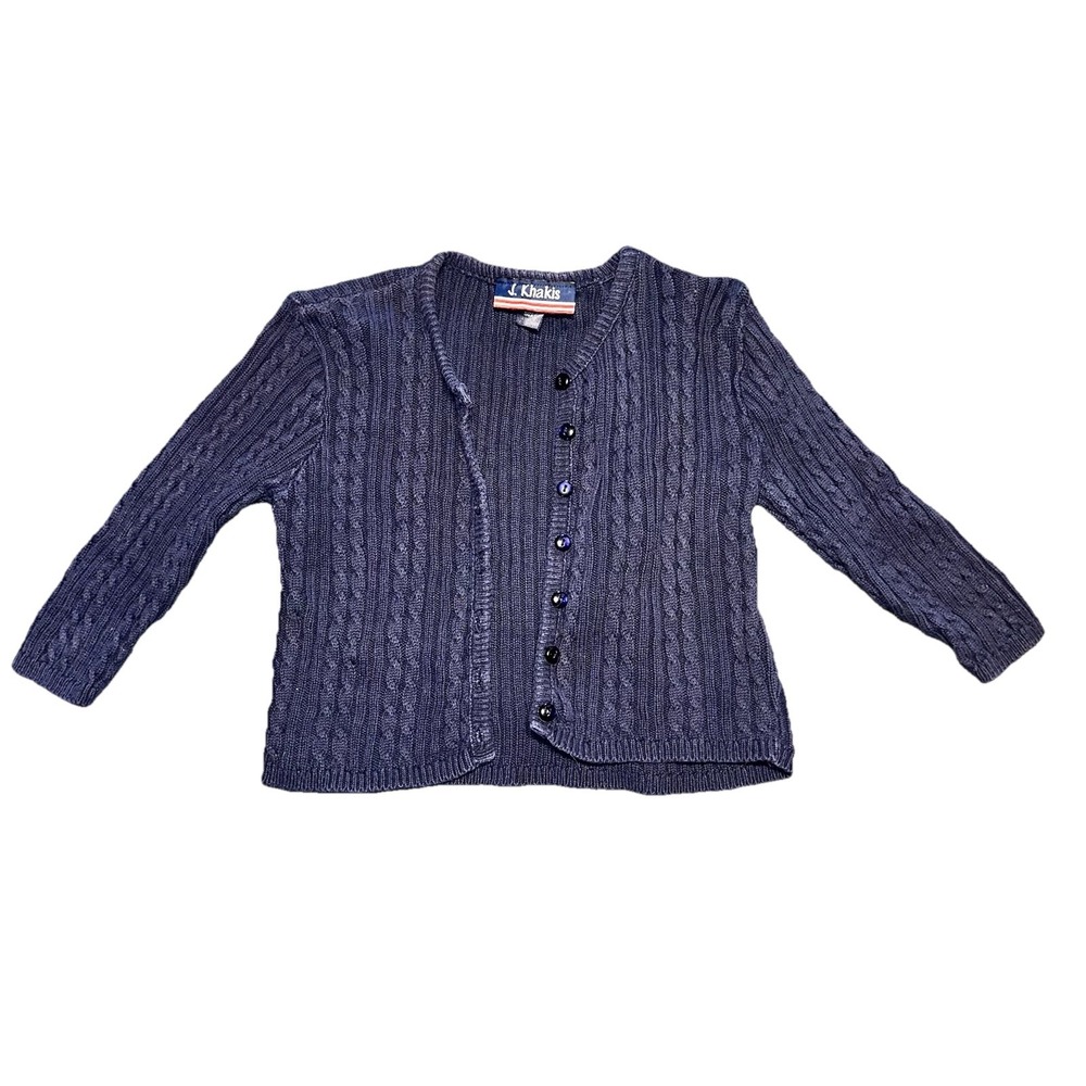 J.‎ Khaki Girls Size L Heart Print Button Front Cardigan Sweater